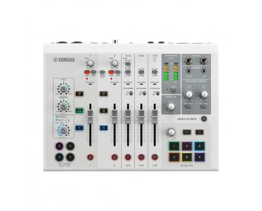 MIXER / INTERFATA AUDIO LIVE STREAMING YAMAHA AG08 WHITE AND BLACK